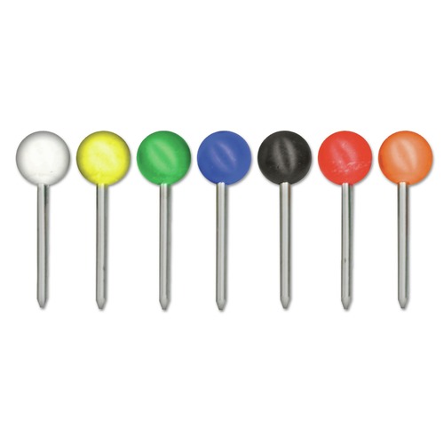 Office & Office Supplies | Advantus MTA 0.38 in. Plastic Map Tacks - Assorted (100/Box) image number 0