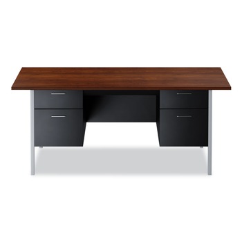 Alera ALESD7236BM 72 in. x 36 in. x 29.5 in. Double Pedestal Steel Desk - Mocha/Black Chrome-Plated Legs