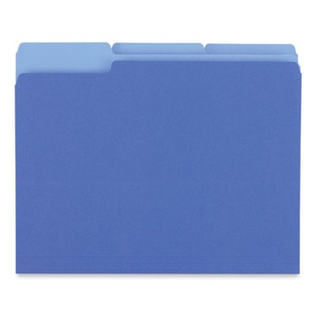 Universal UNV12301 1/3-Cut Tab Letter Size Interior File Folders - Blue (100/Box)
