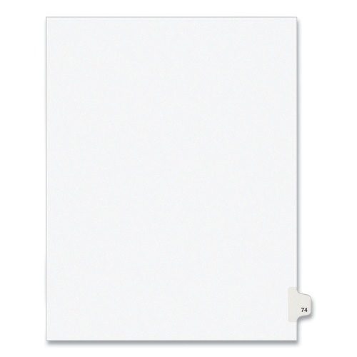  | Avery 01074 10-Tab '74-ft Label 11 in. x 8.5 in. Preprinted Legal Exhibit Side Tab Index Dividers - White (25-Piece/Pack) image number 0