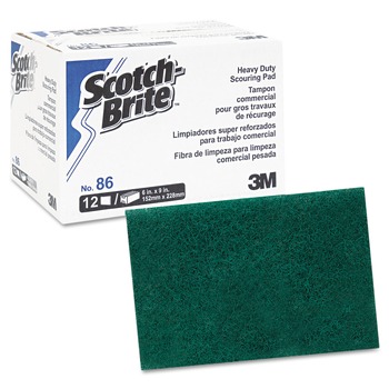 Scotch-Brite PROFESSIONAL 6 in. x 9 in. Heavy-Duty Scouring Pad 86 - Green (12/Pack, 3 Packs/Carton)