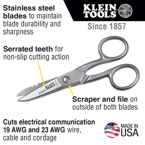 2100-7 klein electricians scissors stripping notches