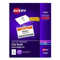 Label & Badge Holders | Avery 74461 3.5 in. x 2.25 in. Top Load Clip-Style Badge Holder with Laser/Inkjet Insert - White (100/Box) image number 0