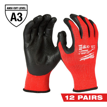 Milwaukee 12-Pair Cut-Resistant Cut Level 3 Dipped Gloves - Large