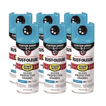 Rust-Oleum Stops Rust 5-in-1 Spray Paint, Gloss Maui Blue, 12 oz Aerosol Can, 6/Carton