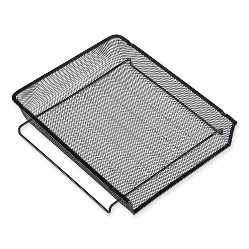 Universal UNV20012 1 Section Legal Size 17 in. x 10.88 in. x 2.5 in. Deluxe Mesh Stacking Side Load Tray - Black image number 0
