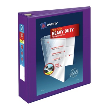 Avery 3 One Touch EZD Rings 2 in. Capacity 11 in. x 8.5 in. Heavy-Duty View Binder with DuraHinge - Purple (6/Carton)