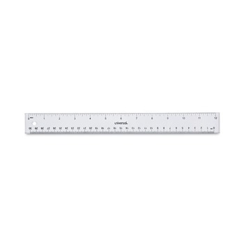MEASURING TOOLS | Universal UNV59022 Clear Plastic Standard/Metric 12 in. Ruler - Clear