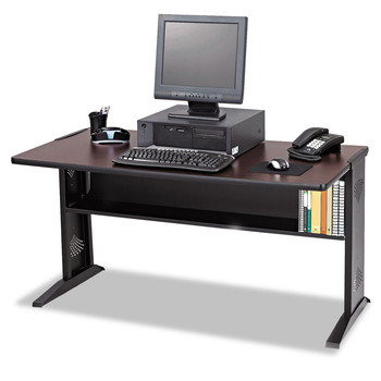 Safco 1931 47.5 in. x 28 in. x 30 in. Computer Desk with Reversible Top - Mahogany/Medium Oak/Black