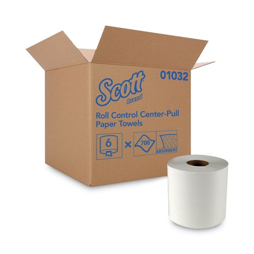 Cleaning & Janitorial Supplies | Scott 01032 8 in. x 12 in. 1-Ply Essential Roll Center-Pull Towels - White (6 Rolls/Carton) image number 0