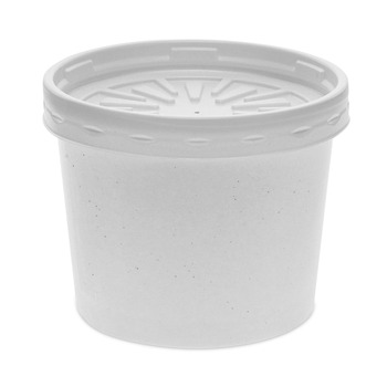 Pactiv Corp. 250/Carton 3.75 in. dia. x 3 in., 12 oz., Paper Round Food Container and Lid Combo - White