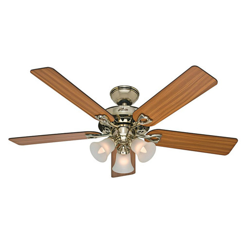 Ceiling Fans | Hunter 53116 52 in. Sontera Bright Brass Finish Ceiling Fan with Light and Handheld Remote image number 0