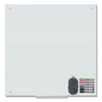 U Brands 35 in. x 35 in. Magnetic Glass Dry Erase Board Value Pack - Frosted White