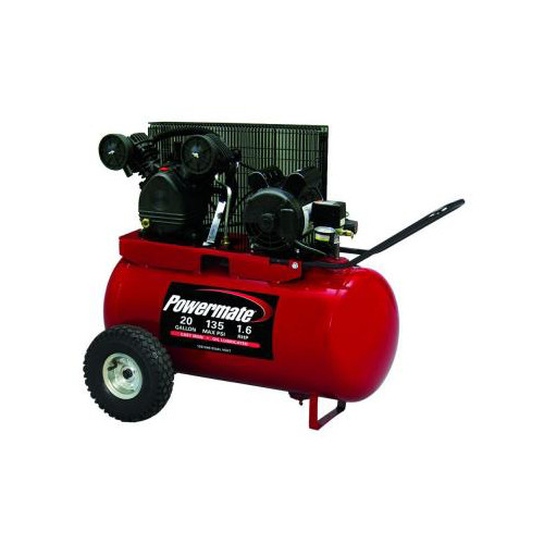 Portable Air Compressors | Powermate PP1682066.MN 1.6 HP 20 Gallon Oil-Lube Horizontal Dolly Air Compressor image number 0