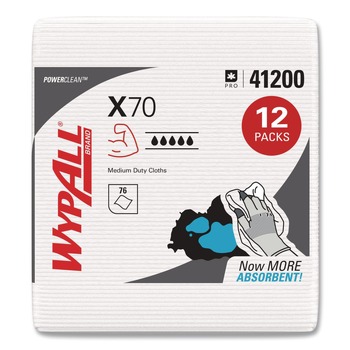 WypAll X70 1/4-Fold 12-1/2 in. x 12 in. Cloths - White (76/Pack 12 Packs/Carton)
