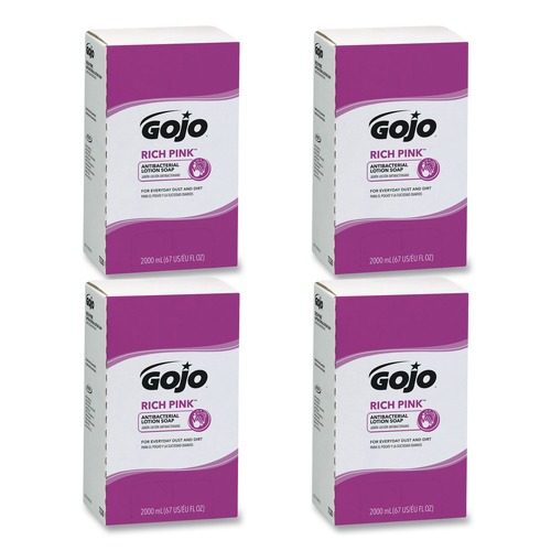 Hand Soaps | GOJO Industries 7220-04 RICH PINK Floral Scent 2000 mL Antibacterial Lotion Soap Refill for PRO TDX Dispenser (4/Carton) image number 0