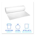Trash Bags | Boardwalk H8046HWKR01 40 in. x 46 in. 45 gal. 0.6 mil Low-Density Waste Can Liners - White (100/Carton) image number 4