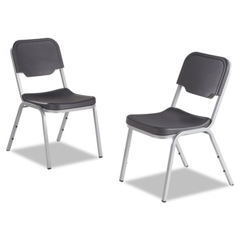 Iceberg Rough N Ready Series Original Stackable Chair, Charcoal/Silver (4/Carton)