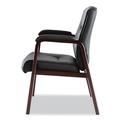  | Alera ALEMA43ALS10M Madaris Series 25.39 in. x 25.98 in. x 35.62 in. Bonded Leather Guest Chair with Wood Trim Legs - Black Seat/Back/Mahogany Base image number 3