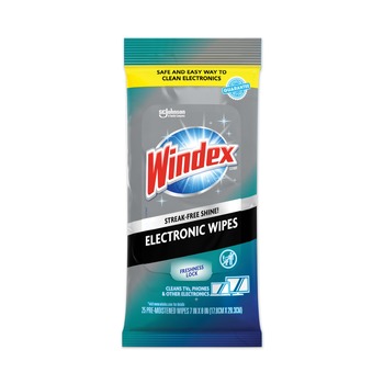 Windex 25 Wipes 1-Ply 7 in. x 10 in. Electronics Cleaner - Neutral Scent, White