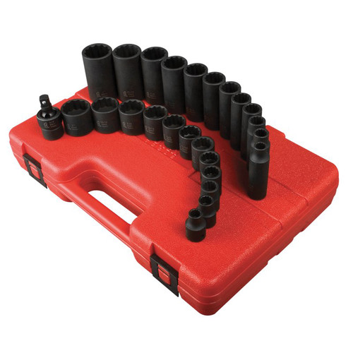 Sockets | Sunex 3326 25-Piece 3/8 in. Drive 12 Point SAE Master Impact Socket Set image number 0
