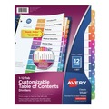 Office Jansan | Avery 11141 Ready Index 11 in. x 8.5 in. 12-Tab 1 to 12 Customizable TOC Dividers - Multicolor Tabs/White (1-Set) image number 0