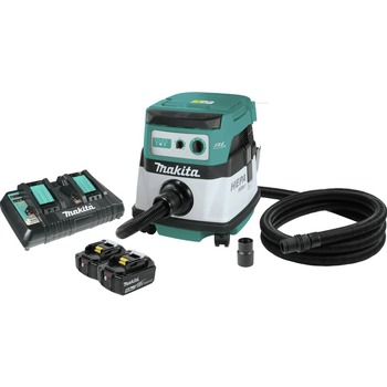 Factory Reconditioned Makita 18V X2 (36V) LXT Brushless Lithium-Ion 2.1 Gallon Cordless HEPA Filter Dry Dust Extractor Kit with 2 Batteries (5 Ah)
