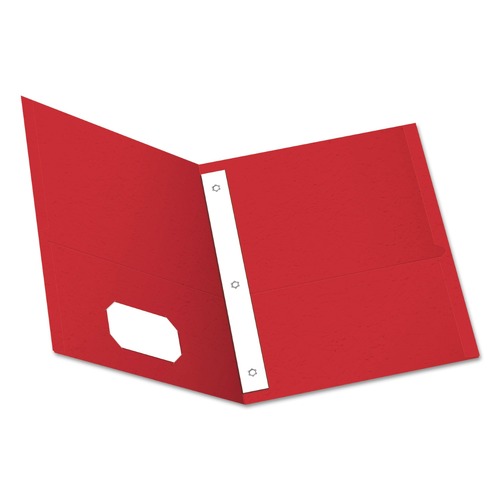 Office Jansan | Oxford 57711 11 in. x 8.5 in. 0.5 in. Capacity Twin-Pocket Folders with 3 Fasteners - Red (25/Box) image number 0
