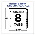 Office Jansan | Avery 11163 Ready Index 11 in. x 9.25 in. 8-Tab 1 to 8 Extra Wide Tabs Customizable TOC Dividers - Multicolor Tabs/White (1-Set) image number 5