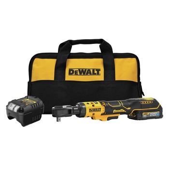 Dewalt 20V MAX ATOMIC Lithium-Ion Brushless 3/8 in. Cordless Ratchet Kit with POWERSTACK (1.7 Ah)