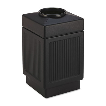 Safco Top-Open 38 Gallon Polyethylene Canmeleon Recessed Panel Receptacles - Black
