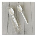 Food Service | Boardwalk BWKSPORKWHPPIW Mediumweight Wrapped Polypropylene Spork Cutlery - White (1000/Carton) image number 4