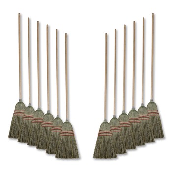 Boardwalk 12-Piece Mixed Fiber Bristles Natural 55 in. Maid Broom Set