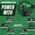 Finish Nailers | Metabo HPT NT1865DAAM 18V MultiVolt Lithium-Ion Brushless 15-Gauge Cordless Angled Finish Nailer Kit (2 Ah) image number 4