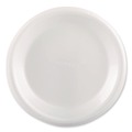 Food Service | Plastifar 12040 9 in. Diameter Poly Bag Plate Foam Dinnerware - White (500/Pack) image number 2