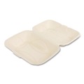 Food Service | Boardwalk BWKHINGE96NPFA 6 in. x 3 in. x 9 in. Bagasse PFAS-Free Hinged Lid Food Containers - Tan (250/Carton) image number 4