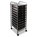 Office Jansan | Advantus 34007 1 Shelf 10 Drawers 13 in. x 15.38 in. x 37.75 in. Metal Portable Drawer Organizer - Matte Gray/Smoke image number 0