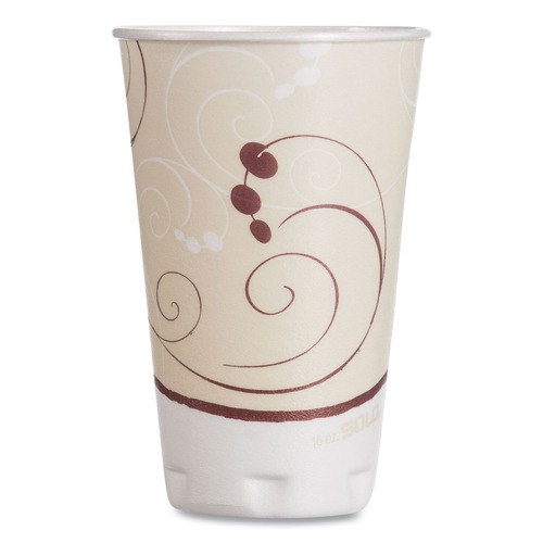 Cups and Lids | Dart X16N-J8002 16 oz. Trophy Plus Symphony Design Dual Temperature Insulated Cups - Beige (50/Pack, 15 Packs/Carton) image number 0