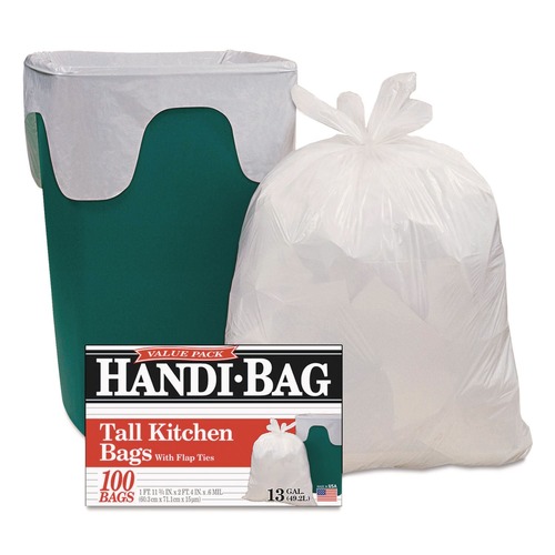 Trash Bags | Handi-Bag 1516907 23.75 in. x 28 in. 13-Gallon 0.6 mil. Super Value Pack Can Liners - White (600/Carton) image number 0