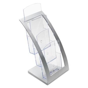 Deflecto 693645 6.75 in. x 6.94 in. x 13.31 in. 3-Tier Leaflet Size Literature Holder - Silver