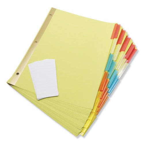 Office Jansan | Universal UNV21874 11 in. x 8.5 in. 5-Tab Deluxe Extended Insertable Tab Indexes - Buff, Assorted Tabs (6/Pack) image number 0