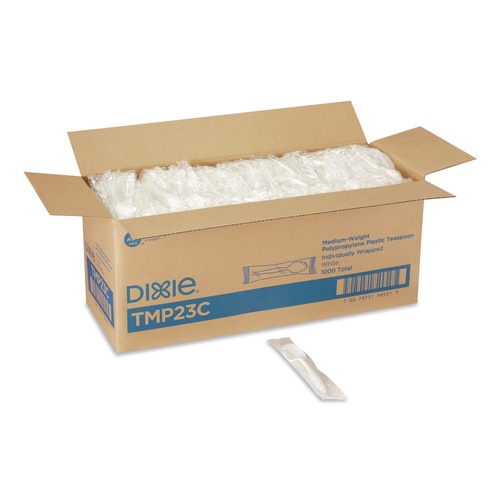 Cutlery | Dixie TMP23C Mediumweight Polypropylene Teaspoon Cutlery - White (1000/Carton) image number 0