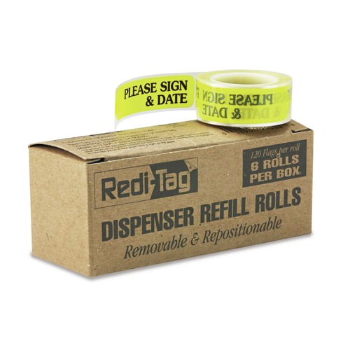 Page Flags | Redi-Tag B91032 Please Sign and Date Arrow Message Page Flags Refills - Yellow (6/Box) image number 0
