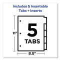 Office Jansan | Office Essentials 11466 11 in. x 8.5 in. 5-Tab Plastic Insertable Dividers - Clear Tabs (1-Set) image number 2