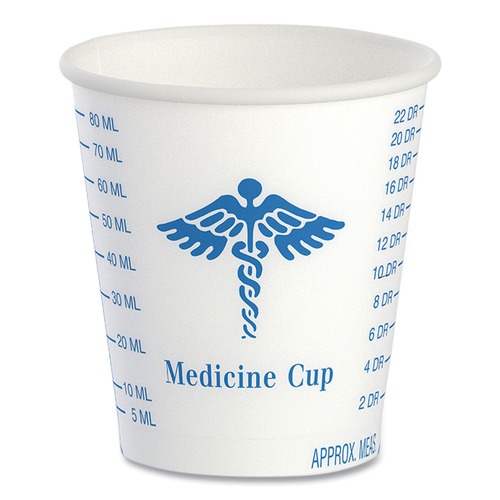  | SOLO R3-43107 3 oz. Paper ProPlanet Seal Medical and Dental Graduated Cups - White/Blue (5000/Carton) image number 0