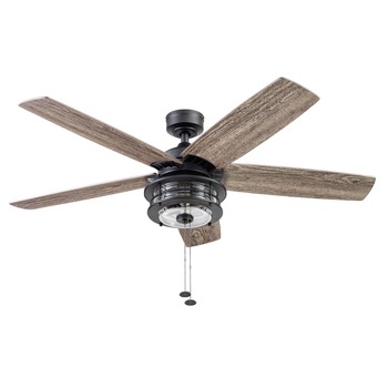 CEILING FANS | Honeywell 51631-45 52 in. Foxhaven Farmhouse Indoor Outdoor Ceiling Fan with Light - Matte Black