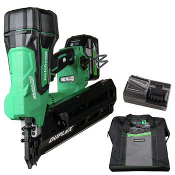 Factory Reconditioned Metabo HPT MultiVolt 36V Brushless Lithium-Ion 21 Degree 3-1/2 in. Cordless Duplex Nailer Kit (2.5 Ah)