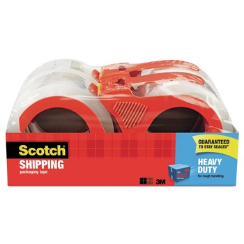 Scotch 1.88 in. x 54.6 Yards 3850 Heavy-Duty 3 in. Core Packaging Tape with Dispenser - Clear (4/Pack)