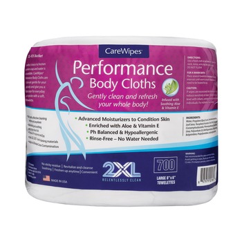 2XL 6 in. x 8 in. 1-Ply Performance Body Cloths - Unscented/White (1400/Carton)