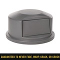 Trash & Waste Bins | Rubbermaid Commercial FG264788GRAY 24.81 in. Diameter x 12.63 in. Round BRUTE Dome Top Receptacle Push Door for 44 Gallon Containers - Gray image number 3